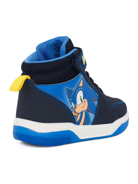 Kids Sneakers High with Hook & Loop Closure & Lights Blue