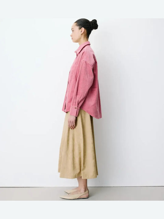 Langärmeliges Damenhemden Cord Blush
