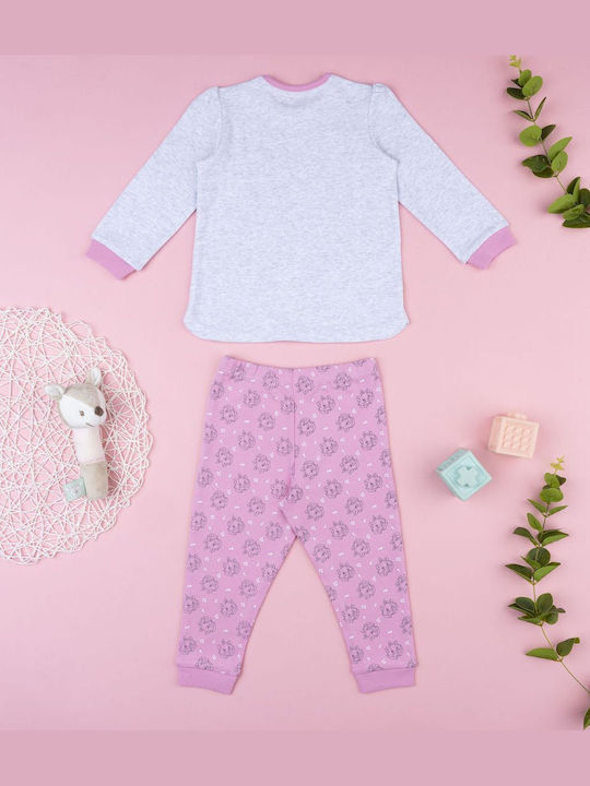 Prenatal Παιδική Πιτζάμα Βαμβακερή Γκρι/ροζ