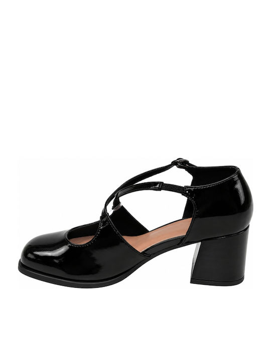 Heels with Strap & Chunky Mid Heel Black WM-MP7008-27HH-BLACK