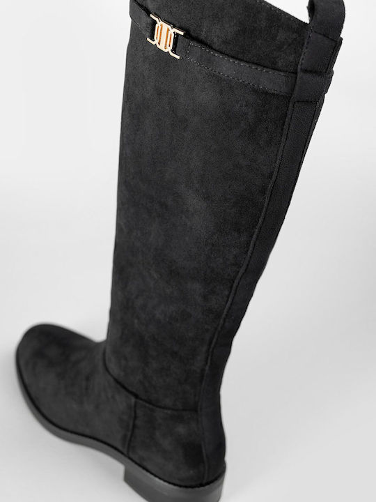 Wildleder Damenstiefel Reiten Schwarz