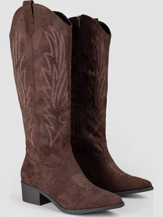 Suede Women's Boots Cowboy Brown