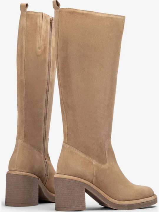 Suede Women's Beige Boots