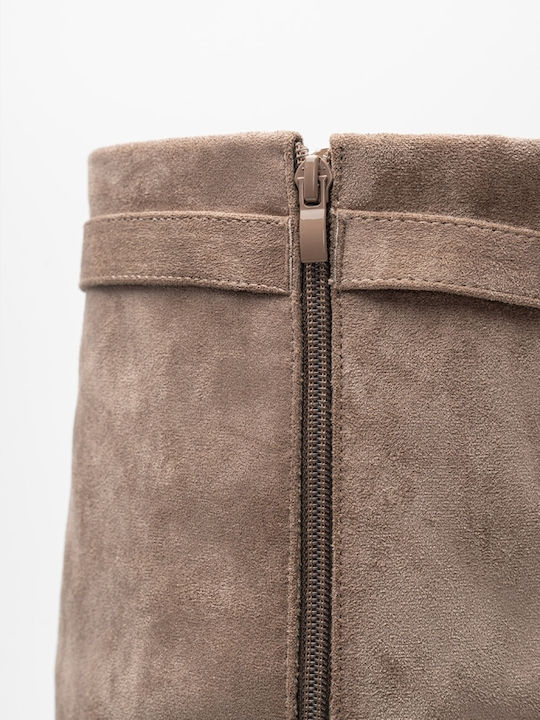 Suede Women's Boots Beige