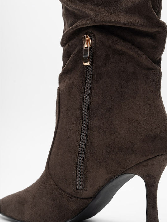 Wildleder Damenstiefel Braun Über Dem Knie