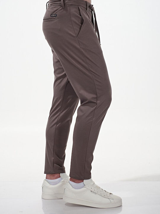 Men's Elastic Trousers Regular Fit Brown-Fango