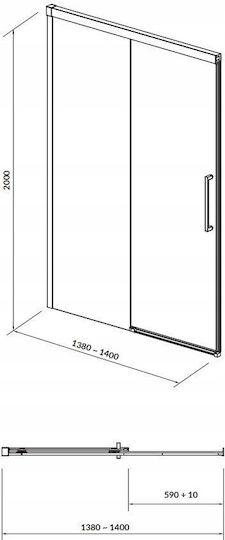 Cersanit Shower Cabin with Sliding Door 140x200cm Clear Glass Chrome