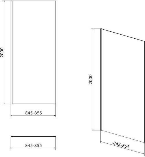 Cersanit Σταθερό Πλαϊνό Ντουζιέρας 90x200cm Clear Glass Chrome Cersanit Σταθερό Πλαϊνό Ντουζιέρας 90x200cm Clear Glass Chrome