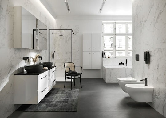 Cersanit Σταθερό Πλαϊνό Ντουζιέρας 90x200cm Clear Glass Black Cersanit Σταθερό Πλαϊνό Ντουζιέρας 90x200cm Clear Glass Black