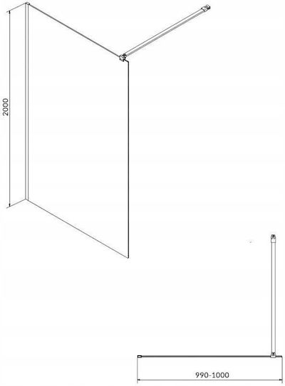 Cersanit Duschkabine mit Schiebetür 100x200cm Klarglas Schwarzes Profil