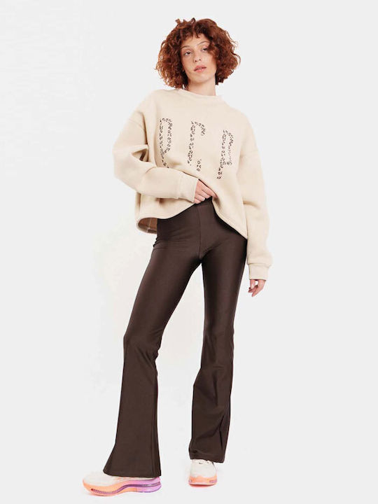 Cropped Women's Sweatshirt Beige
