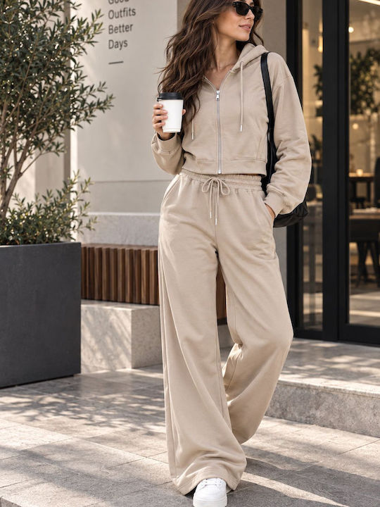 Beige Sweatpants Set