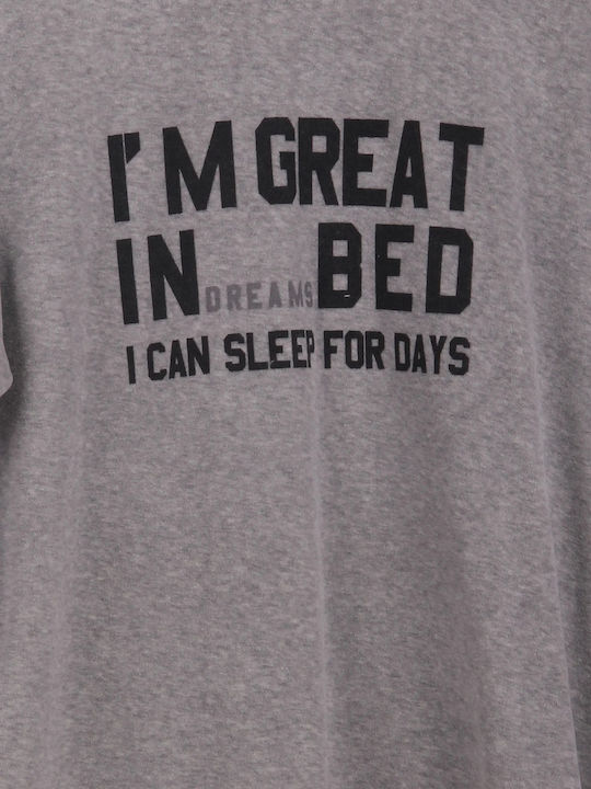 Dreams by Joyce I'm Great Pijama de Iarnă pentru Bărbați din Bumbac Gri Dreams by Joyce I'm Great Pijama de Iarnă pentru Bărbați din Bumbac Gri