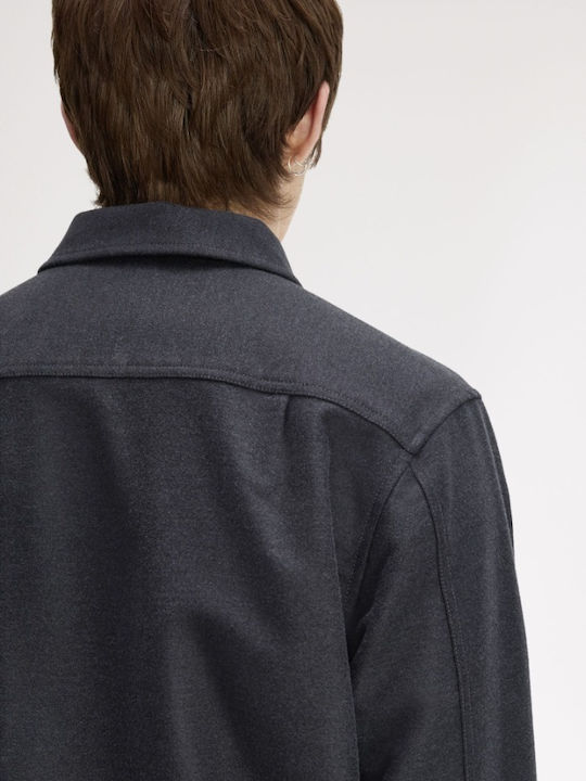 Langärmeliges Overshirt in Normale Passform Gestreiftes Grau