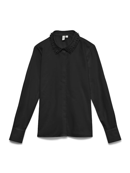 Vero Moda Дълъг ръкав Риза Black