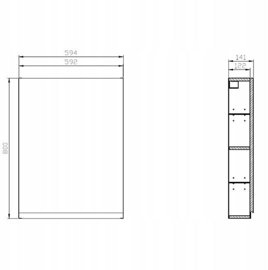 Cersanit Badezimmerschrank 59,5x14,1x80cm Weiß