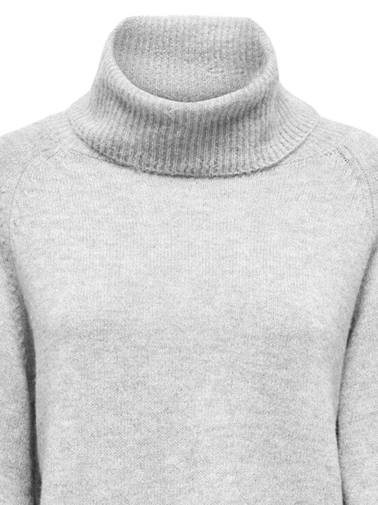 Only Pulover Damă Mânecă Lungă Cu Guler Înalt Dark Grey Melange