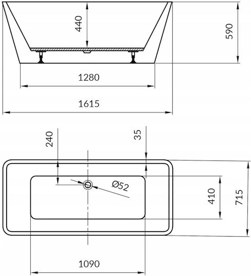 Cersanit Freestanding Acrylic Bathtub 162x72cm