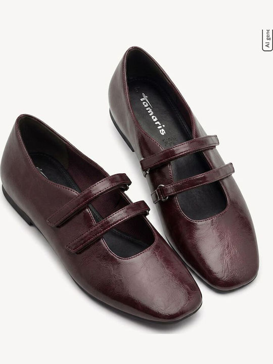 Pantofi balerini pentru femei Burgundy