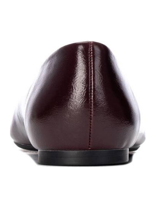 Damen Ballerinas Spitz zulaufend Burgundisch