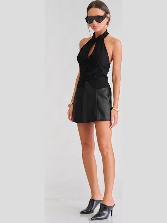 Women's Leather Skorts Black