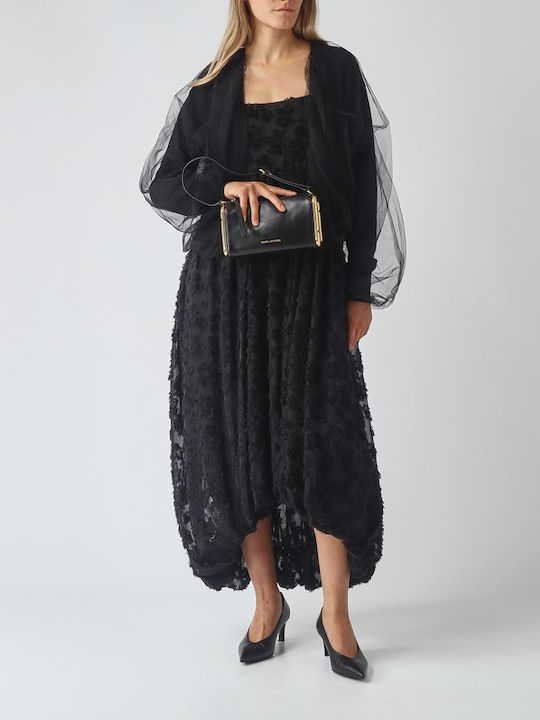 Meimeij Lang Damen Blazer Schwarz