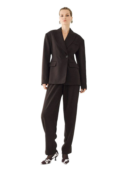 Access Long Women's Waisted Brown Blazer