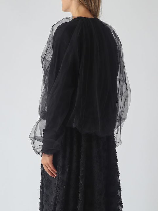 Meimeij Lang Damen Blazer Schwarz