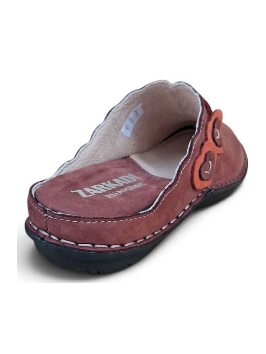 Leder Damen Hausschuhe Burgundisch