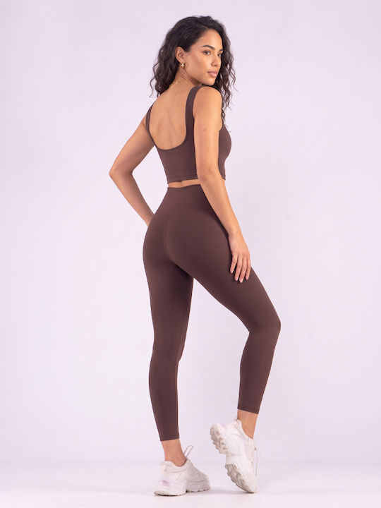 Training Women's Cropped Firming High Waist & Push Up Brown Leggings