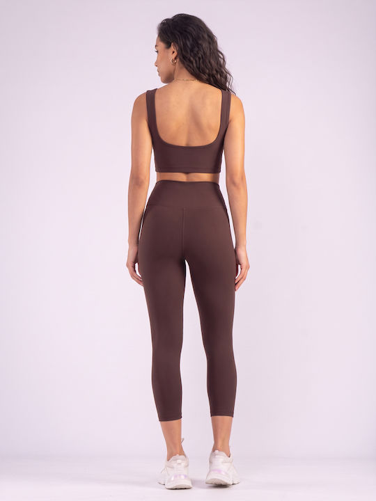 Training Women's Cropped Firming High Waist & Push Up Brown Leggings