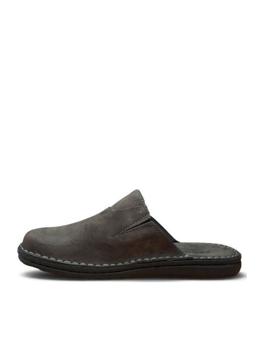 Leder Herren Hausschuhe Grau