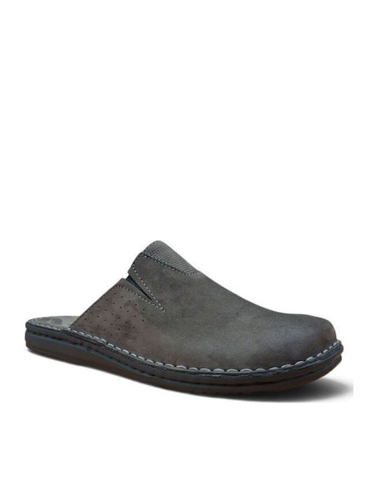 Leder Herren Hausschuhe Grau