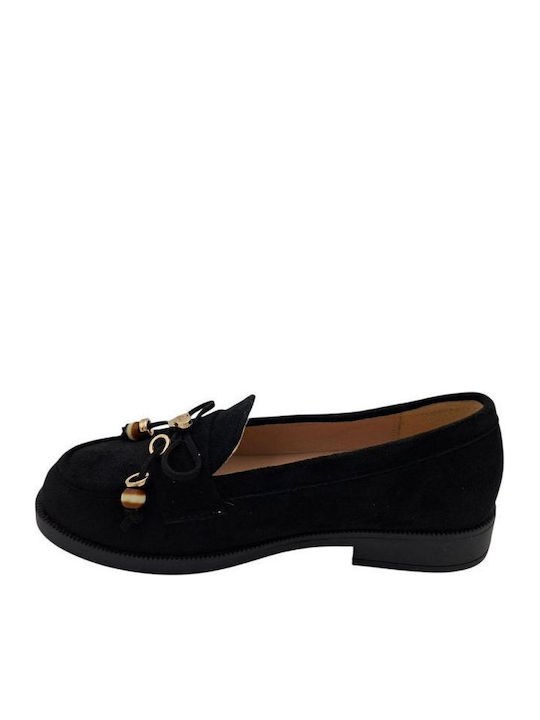 Kids Ballerinas With Hoop & Loop Closure Fabric Black