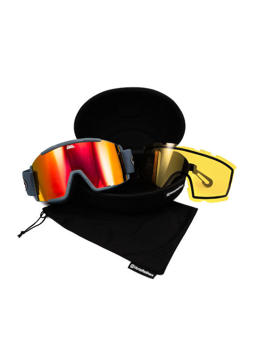 Horsefeathers Ski- & Snowboardbrille für Erwachsene Rot mit rotem Spiegellinse