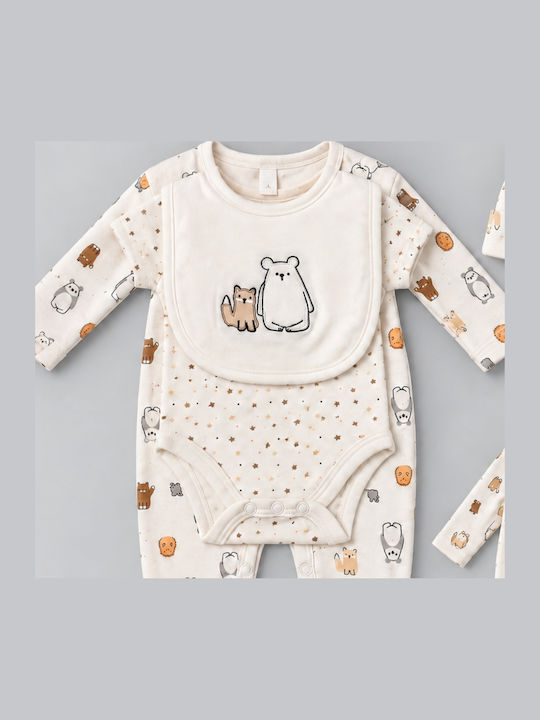 Serafino Set Onesie With Accessories Ecru 5 Pieces