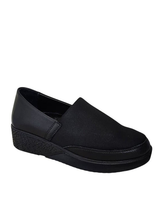 Damen Slip-Ons Leder Schwarze F316-MAUR