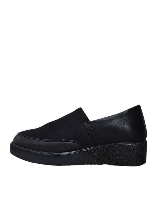 Damen Slip-Ons Leder Schwarze F316-MAUR