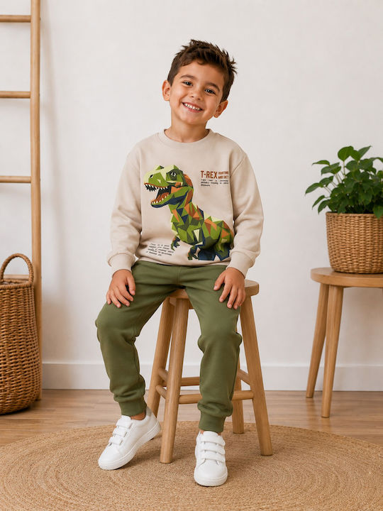 Kids Tracksuit Beige - Green G368