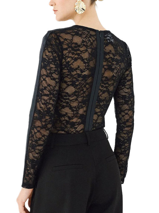 Access Fashion Дамско Боди с Дълъг Ръкав с Дантела Черно 64-2088-609-black Access Fashion Дамско Боди с Дълъг Ръкав с Дантела Черно 64-2088-609-black