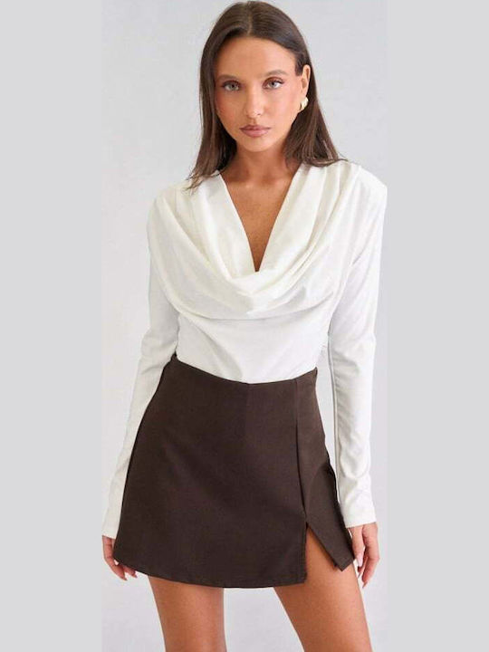 Draped Bodysuit White
