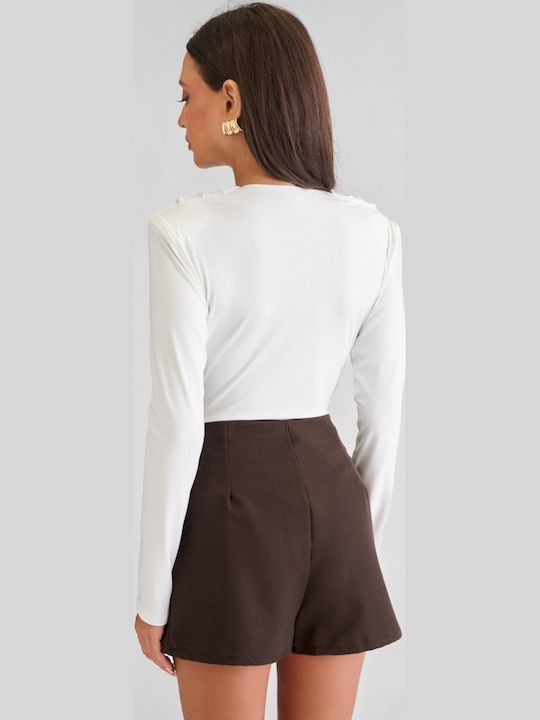 Draped Bodysuit White