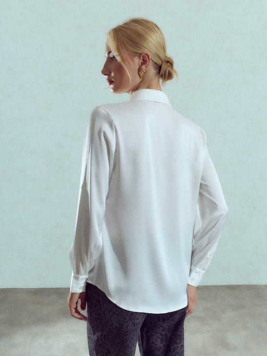 Celestino Damenhemden Satin Weiß