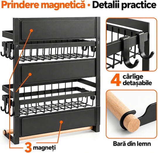 Bucătărie Hangers Metalică 45x30x11.5εκ. Neagră