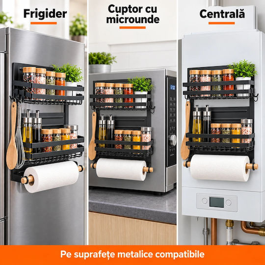 Bucătărie Hangers Metalică 45x30x11.5εκ. Neagră