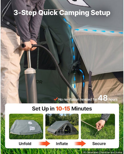 Vevor Inflatable Green Camping Tent with Double Cloth for 8 People