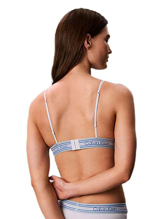 Calvin Klein Leicht Gefüttertes Dreiecks-Bralette Icon Baumwolle Modal Streifen Rippen Hellblau Calvin Klein Leicht Gefüttertes Dreiecks-Bralette Icon Baumwolle Modal Streifen Rippen Hellblau