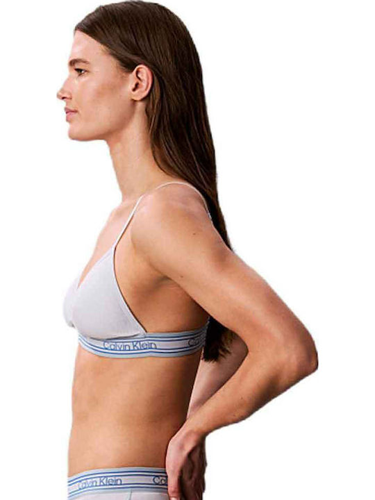 Σουτιέν Calvin Klein Lightly Lined Triangle Bralette Icon Cotton Modal Stripe Rib Σιέλ