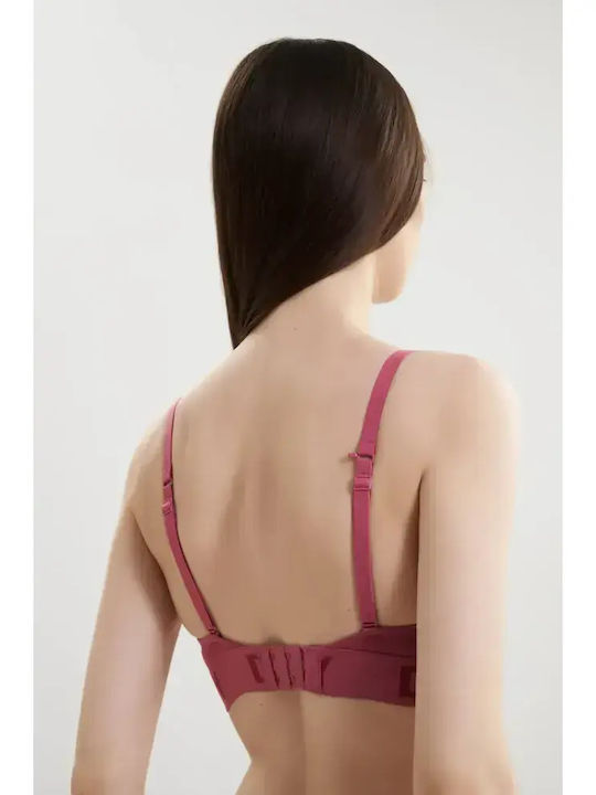 Dkny Безжично Push Up Бюстие Спортно Сутиен Без Банели С Тъмнорозов Цвят Dk4518-i604y