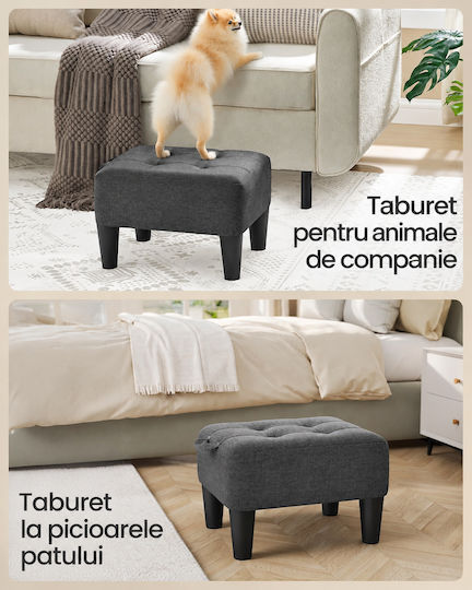 Taburet de Cameră de Zi Cu Spațiu de Depozitare Tapițat Cu Țesătură Gri 40x32x26cm
